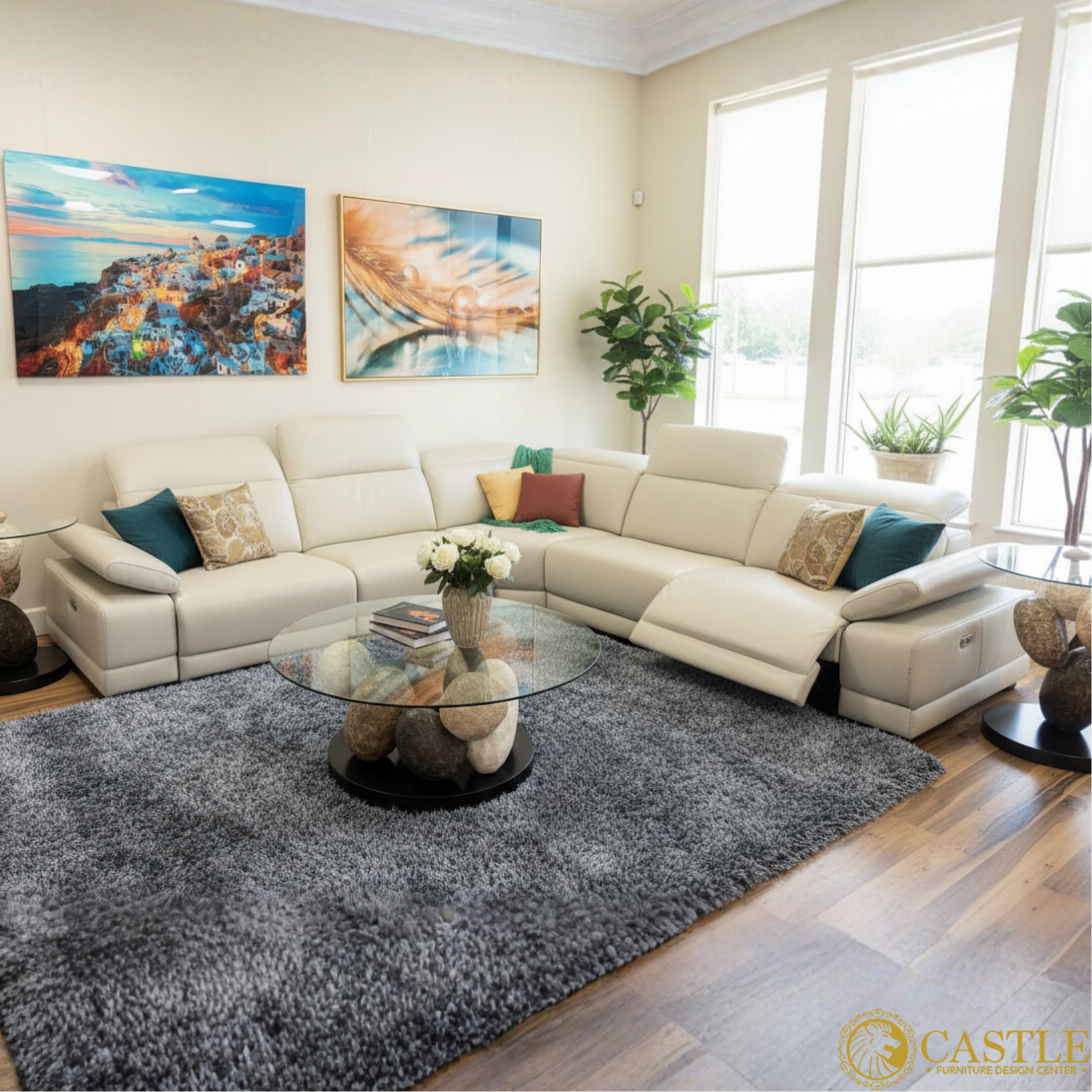 Italian Leather Reclining 5-piece Sectional